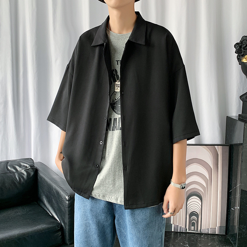 Men's Casual Shirts Men's Summer Hip Hop Fashion High Street College Youth Korean Japanese Fashion Thin 230412