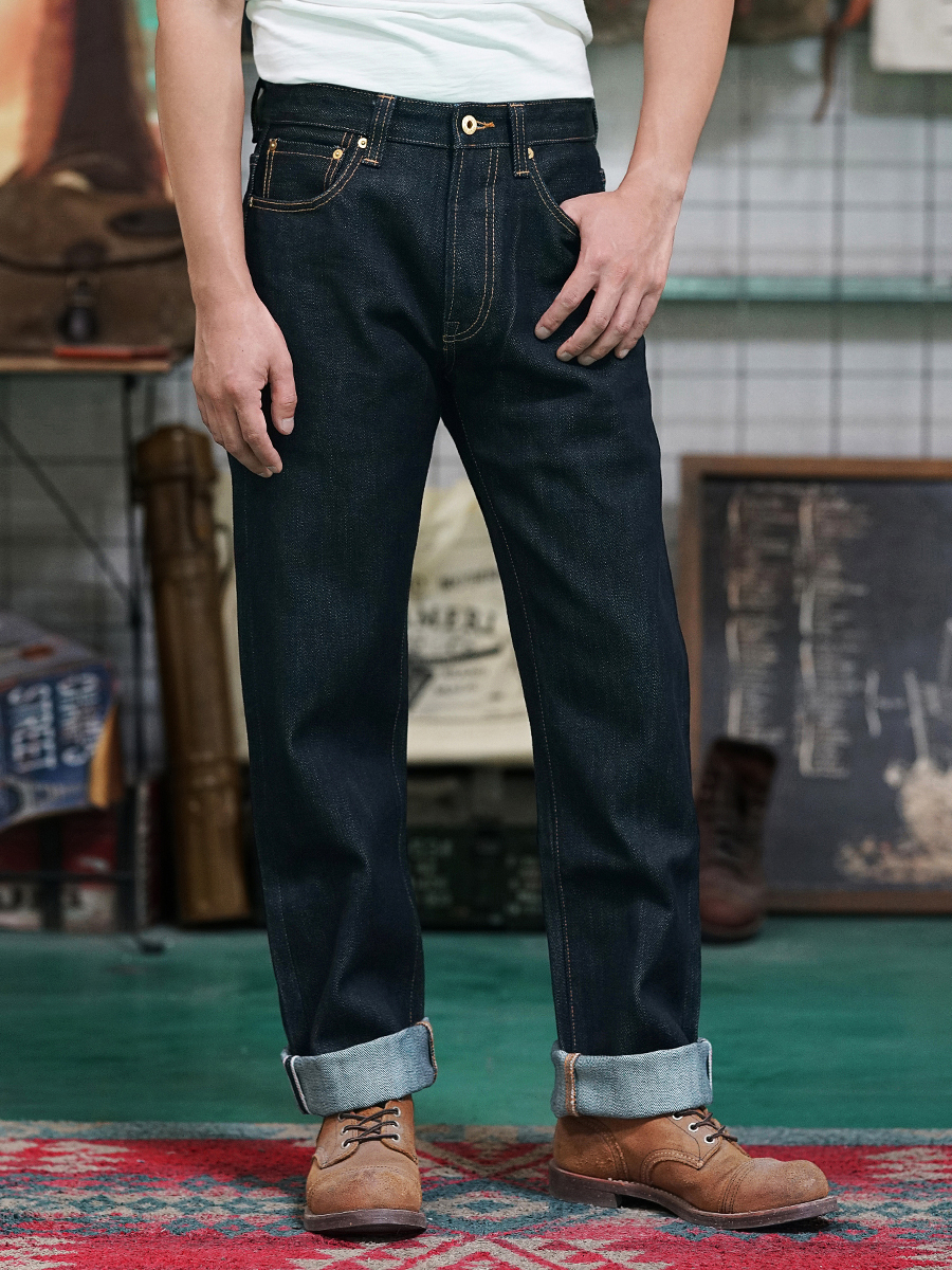 Men's Jeans Men's denim mid rise 23OZ thick -selling denim Bukleback straight Amekaji denim motorcycle freight pants 230412