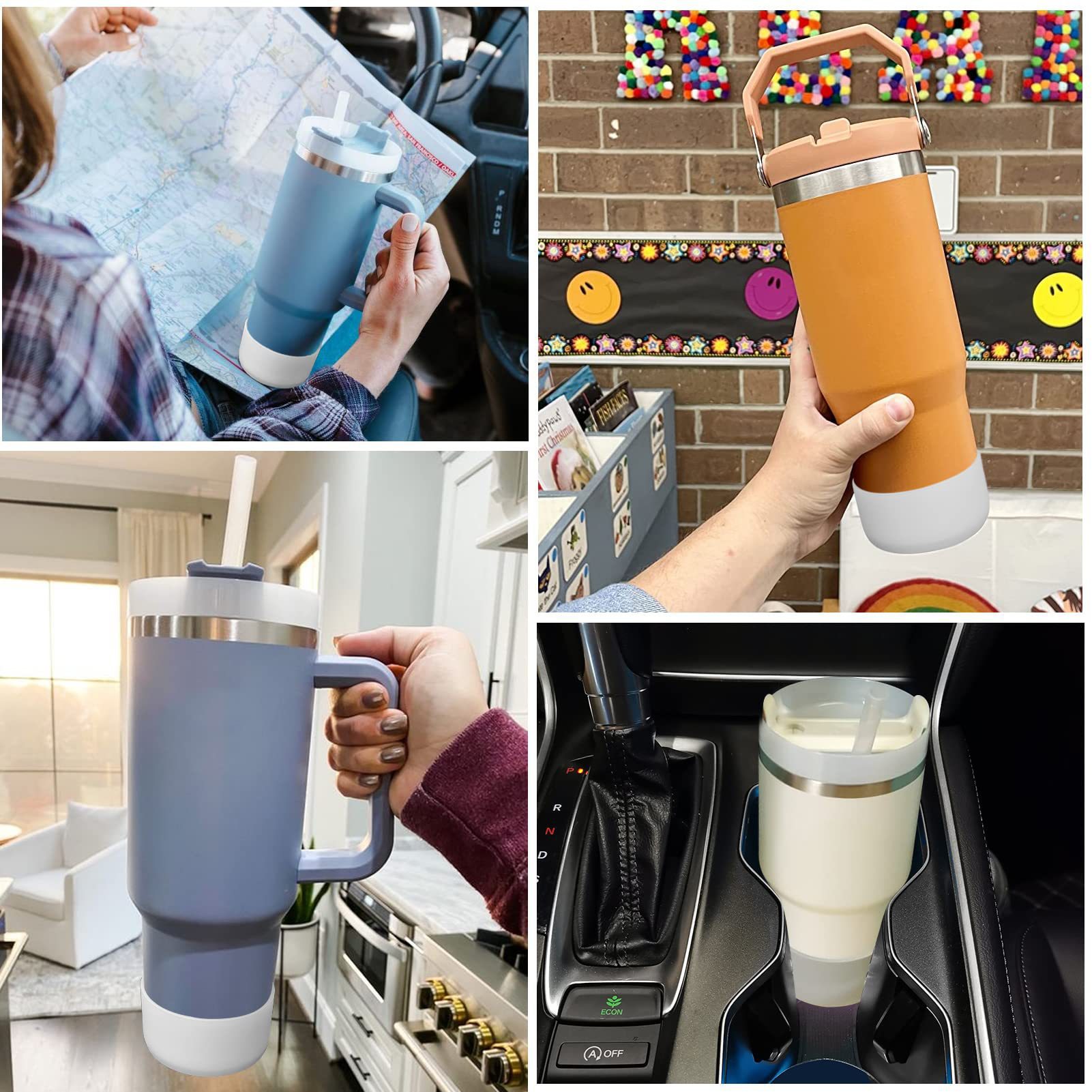 7.5cm Silicone protective bottom for 40oz tumblers Coaster Bottle Sleeve Anti-slip water bottle boot cover tumbler cup flask silicone holder 14 colors