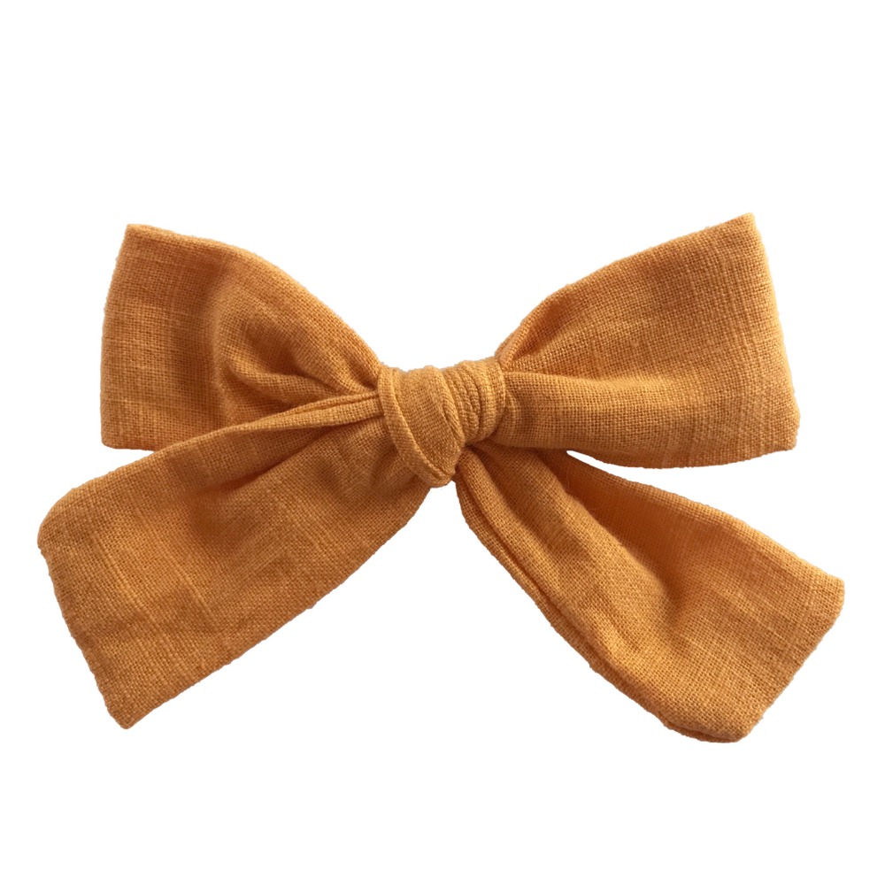 4 inches Hand Tied Cotton Linen Hair Bow Clips, Baby Girls Fabric Bow nylon Headbands, Baby shower gift