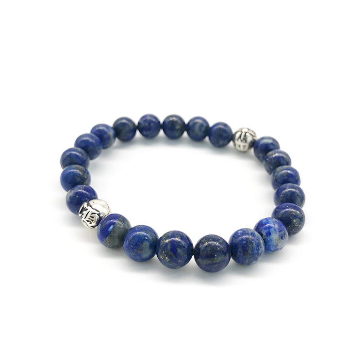 D148 S925 Sterling Silver Bracelet Fashion Letter Personalized Vintage Cross Flower Beads Lapis Stone Round Beads Couple Punk Hip Hop Jewelry Style Lo