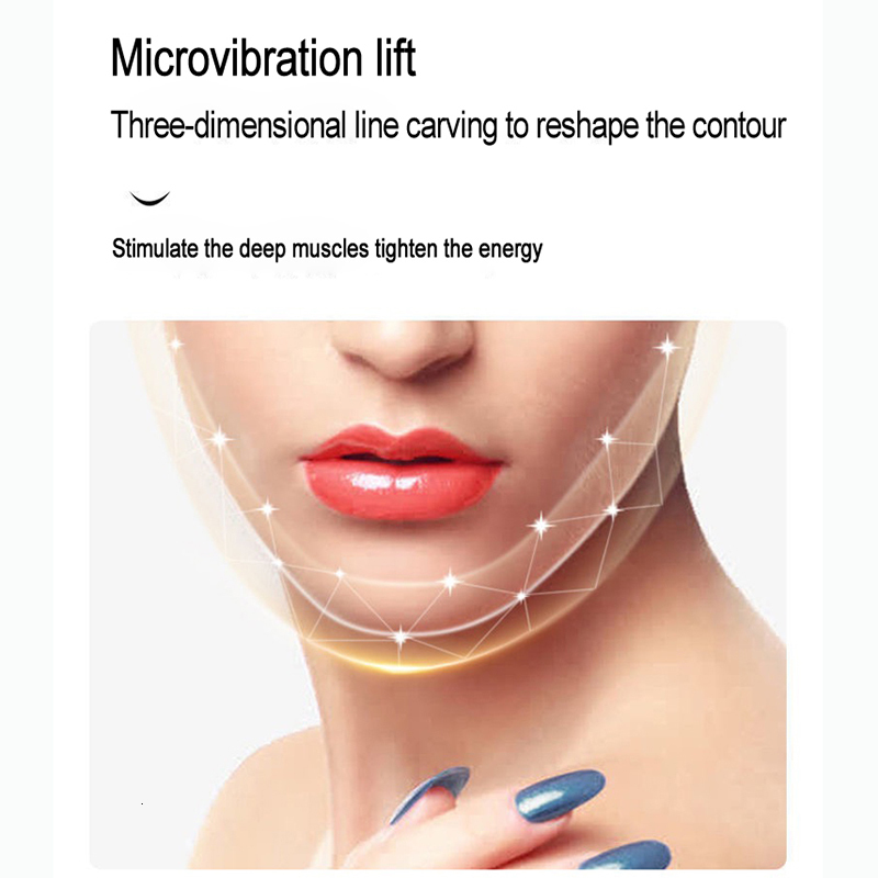Face Massager HSKOU Lifting Device LED Pon Therapy Slimming Vibration Massager Double Chin V-shaped Cheek Lift Face 230411
