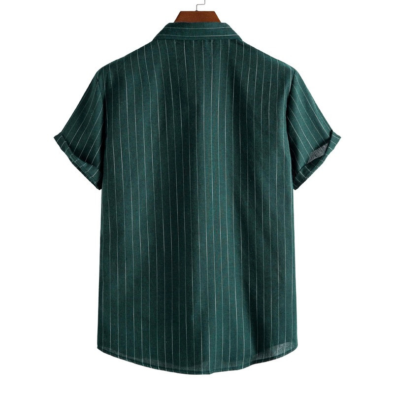 Men's Casual Shirts Men's Summer Men's Casual Stripe Short Sleeve Shirt Camisas Para Hombre 230412