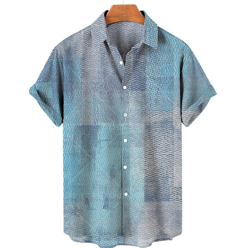 Men's Casual Shirts Men's Shirts Casual Stripes Hawaiian Printed Short Sleeve Top Polo Collar Shirt Harajuku Summer Men's Shirt 5xl 230