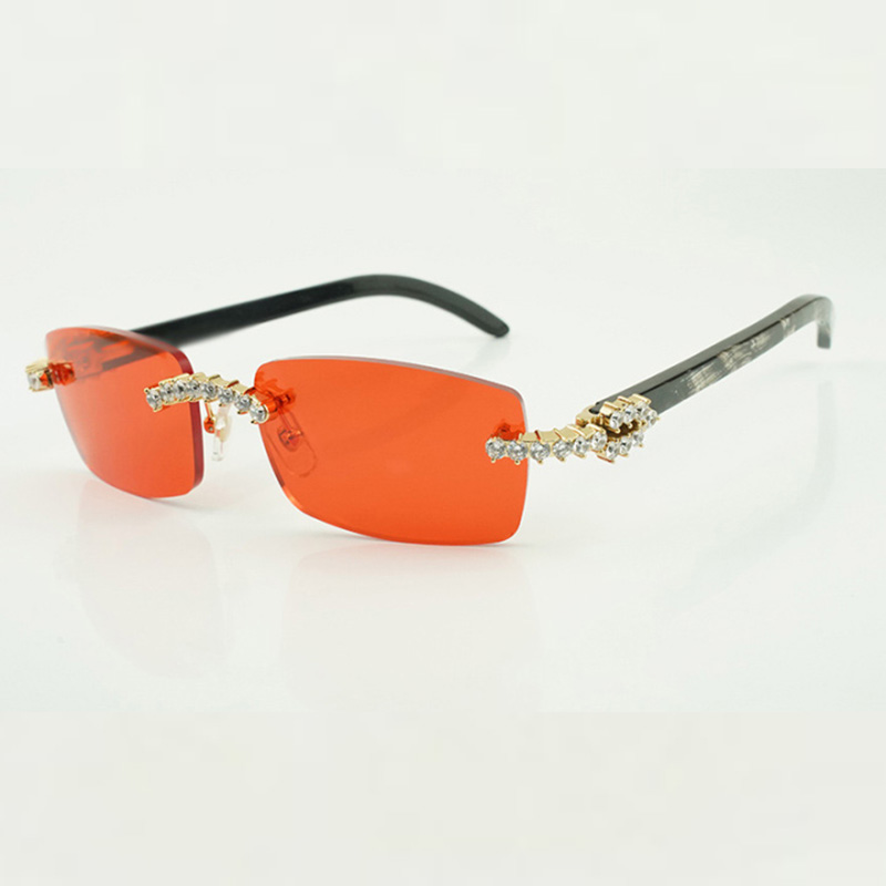 5.0 mm diamond buffs sunglasses 3524012 with natureal textured black buffalo horn legs and 56 mm Lenses