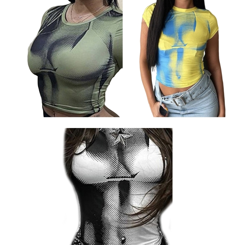 Womens T-Shirt Harajuku Summer Short Sleeve O-Neck Crop Top Funny 3D Body Print Slim-Fit Vintage Graphic T-Shirts Streetwear, Yellow
Womens T-Shirt Harajuku Summer Short Sleeve O-Neck Crop Top Funny 3D Body Print Slim-Fit Vintage Graphic T-Shirts Streetwear, Yellow