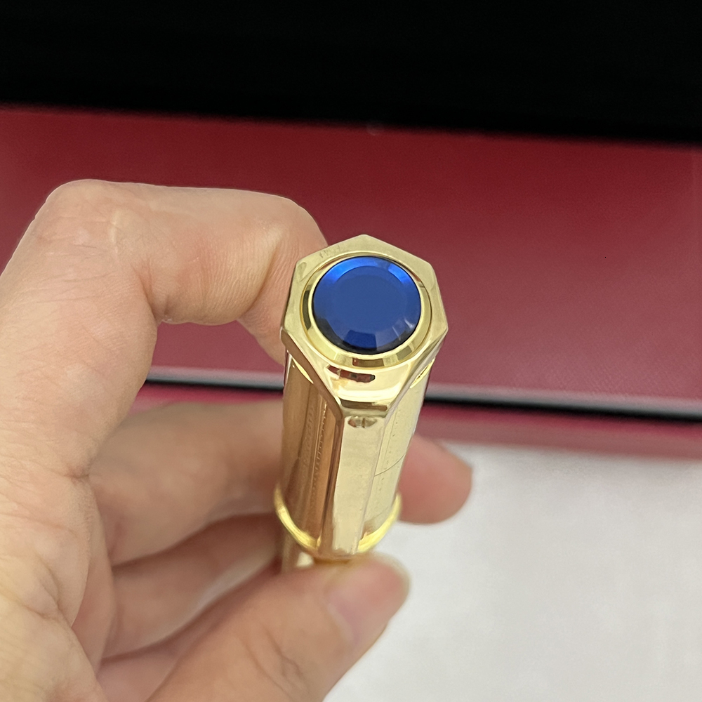 Wholesale Pens Classic Octagon Ballpoint Pen Sier Golden Clip with Serial Number Writing Smooth 230412