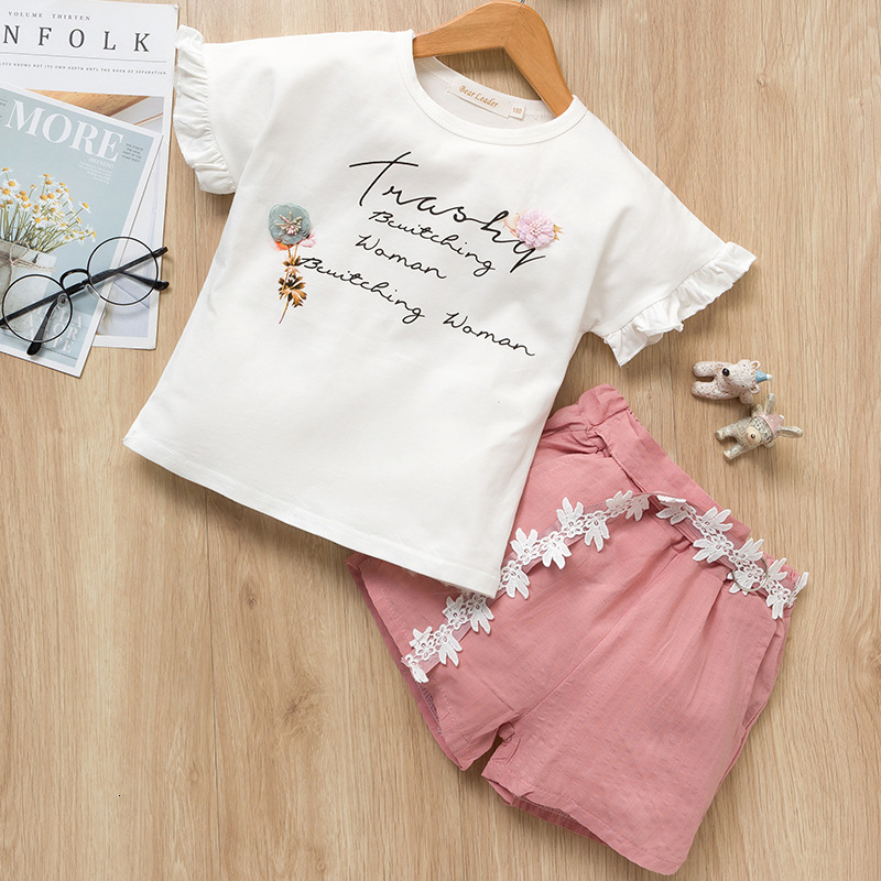 Clothing Sets Girls Summer Cotton Vest Twopiece Kid Clothes Set Cartoon Children Toddler Girl TopsShorts 230412