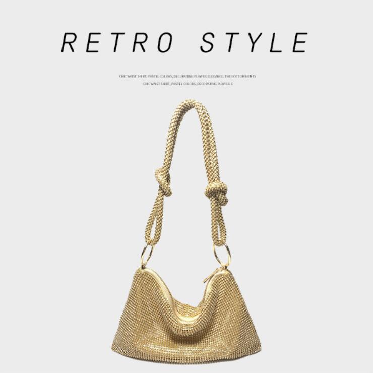 Fashion Bag Versatile Women's Bag with Diamond Embedding Design Outdoor Underarm Handbag