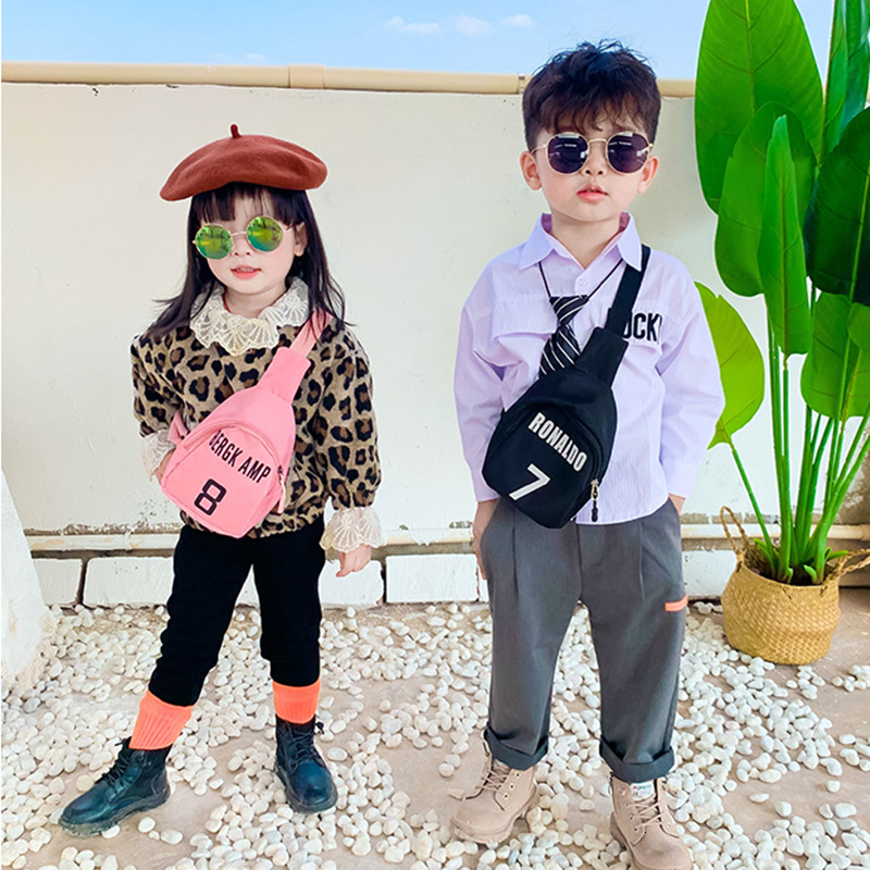 Backpacks Bags For Kids Fashion Letters Girls Chest Bag Sports Casual Boy Shoulder Messenger Packet Trend Fanny Pack 230412