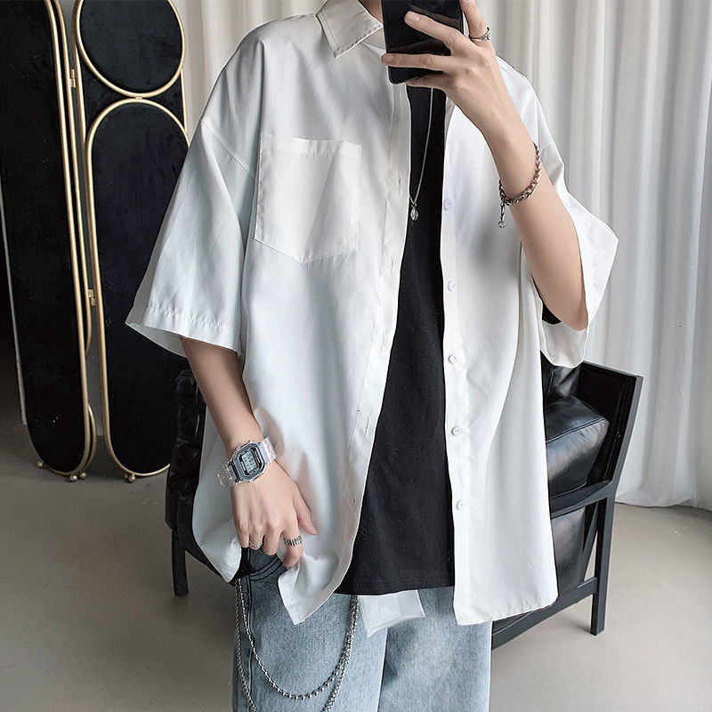 Men's Casual Shirts Hybskr Large Solid Men's Shirt Short Sleeve Pocket Summer Top Classic Top Fashion Men's Cardigan 230412