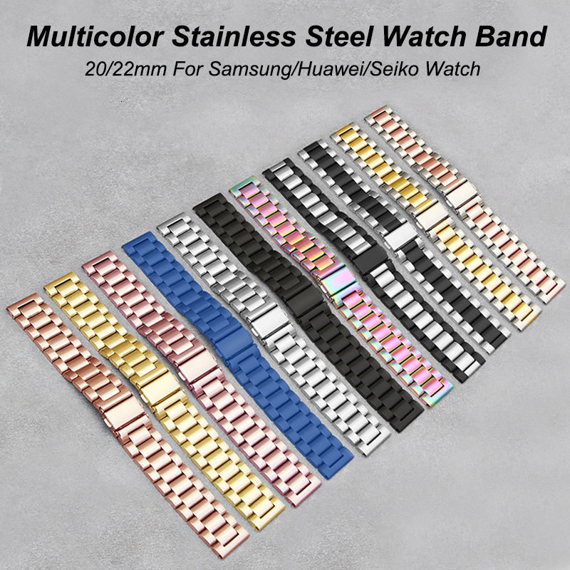 Watch Bands 141618202224mm Band For Huawei Pro 4m Stainless Steel Bracelet For Galaxy Watch 5 40 For Amazfit Bip Strap 230411