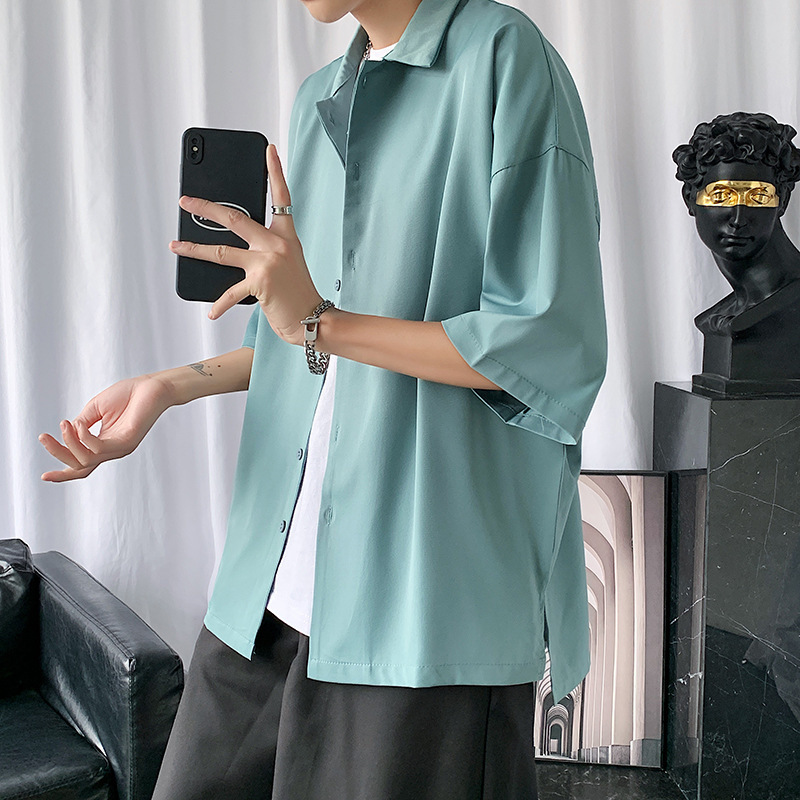 Men's Casual Shirts Men's Summer Hip Hop Fashion High Street College Youth Korean Japanese Fashion Thin 230412