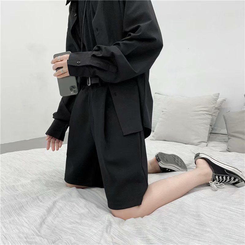 Men's Shorts Summer Casual Shorts Men Fashion Solid Color Business Dress Shorts Men Streetwear Wild Loose British Style Suit Shorts Men 230426