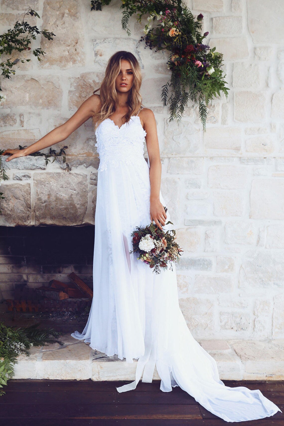 Summer Beach Long Wedding Dress Spaghetti Straps Sleeveless Lace And Chiffon Bridal Gowns Side Split Sexy Bohemian Bride Wear 2023 Robe De Mariage