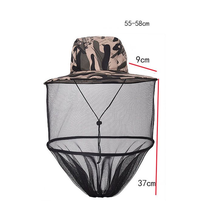 Mosquito Head Net Textile Sun Hat with Netting Outdoor Hiking Camping Gardening Adjustable ss0412