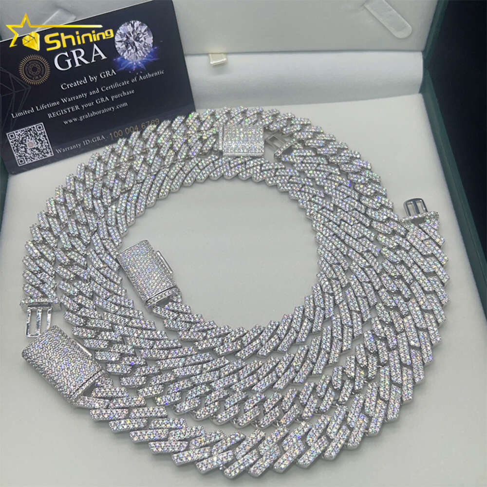 necklace moissanite chain cuban link chain 8mm 10mm 20mm gold plated 925 silver hip hop jewelry iced out moissanite jewelry