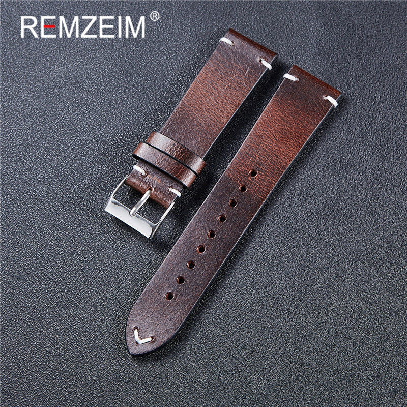 Watch Bands Hand Made Retro Red Brown Leather Watch Band Quick Release Calfskin Watch Strap Bracelet 18mm 20mm 22mm Watch Accessories 230411