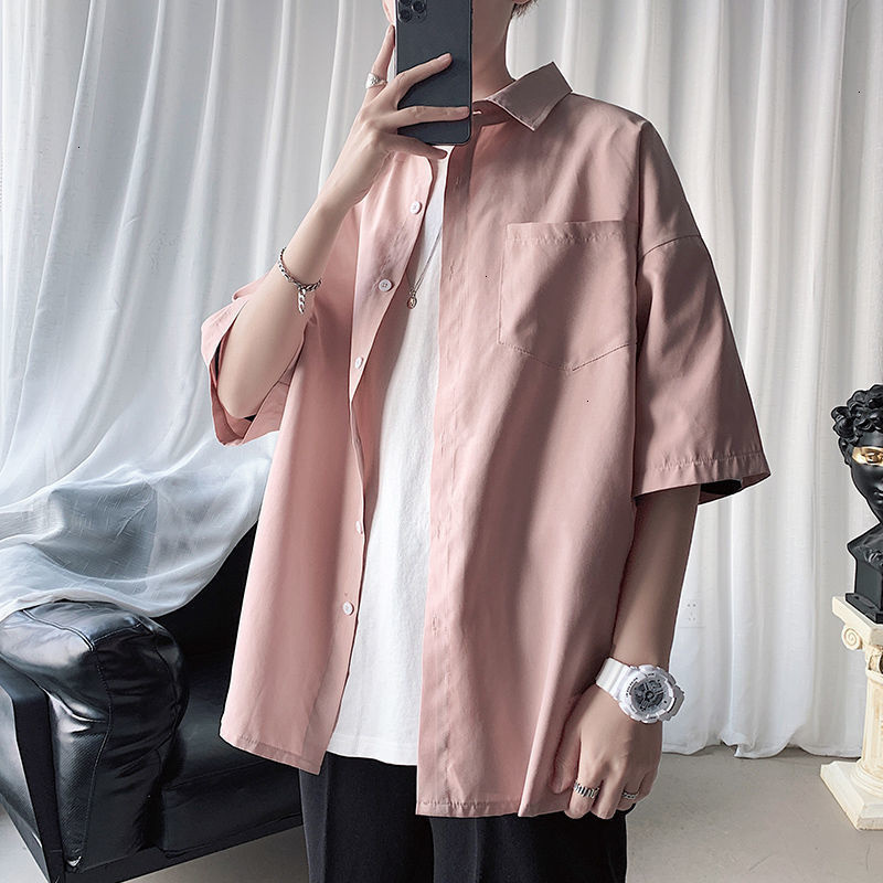 Men's Casual Shirts Hybskr Large Solid Men's Shirt Short Sleeve Pocket Summer Top Classic Top Fashion Men's Cardigan 230412