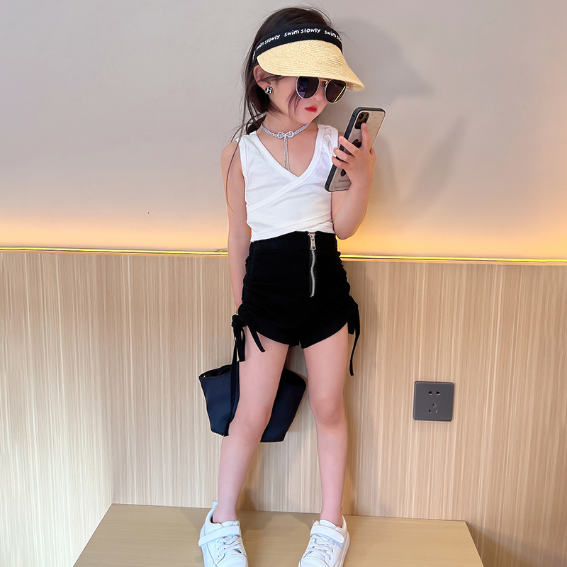 Shorts Summer Girls Baby Kids Children Bottoms Clothes Activewear Side Adjsutable Coul Lacing 413Y 230412