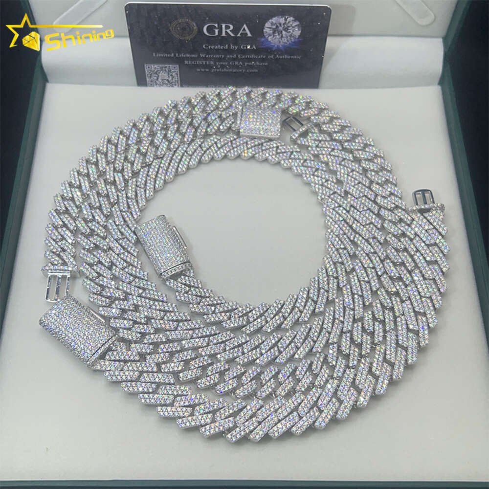 necklace moissanite chain cuban link chain 8mm 10mm 20mm gold plated 925 silver hip hop jewelry iced out moissanite jewelry
