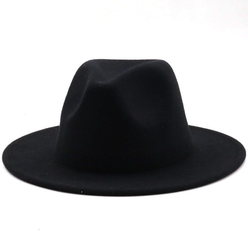 Caps Hats British Style winter Child wool solid Classic fedoras cap Boy Girls panama jazz hat Big Wide Brim black Fedoras 5254CM 230412