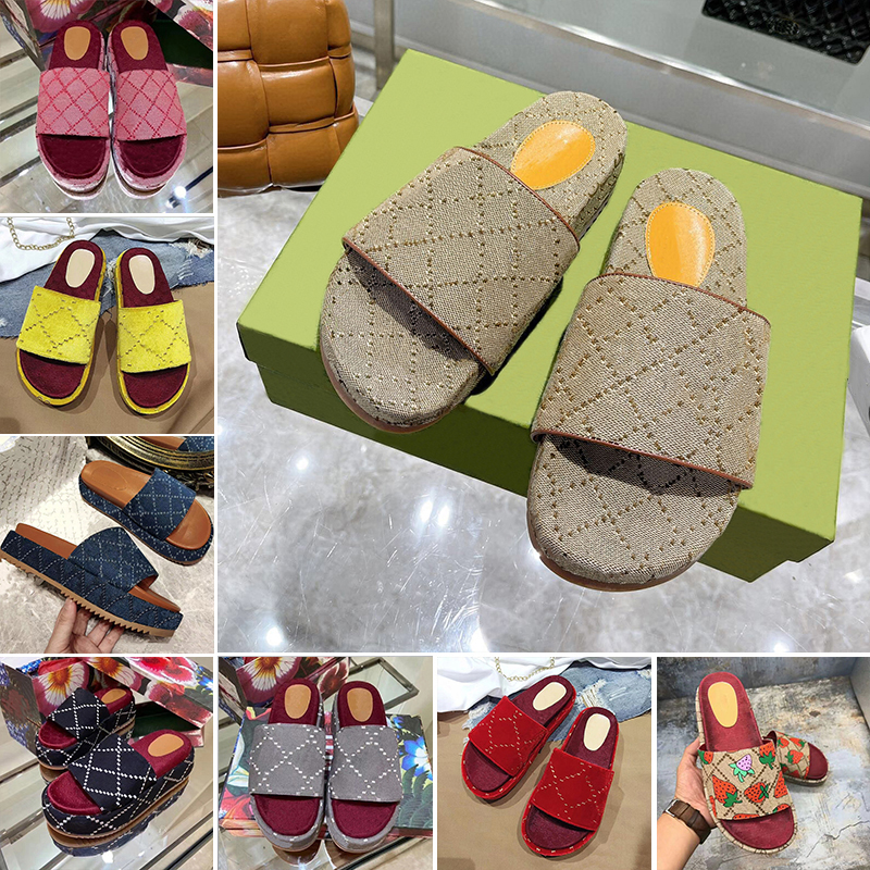 2023 Platform Designer Slide Slippers Sandals Flat Summer luxury Slides For Men Women Rubber Leather Loafers Ladies Fashion Heightening Sliders Scuffs Sandal 35-45