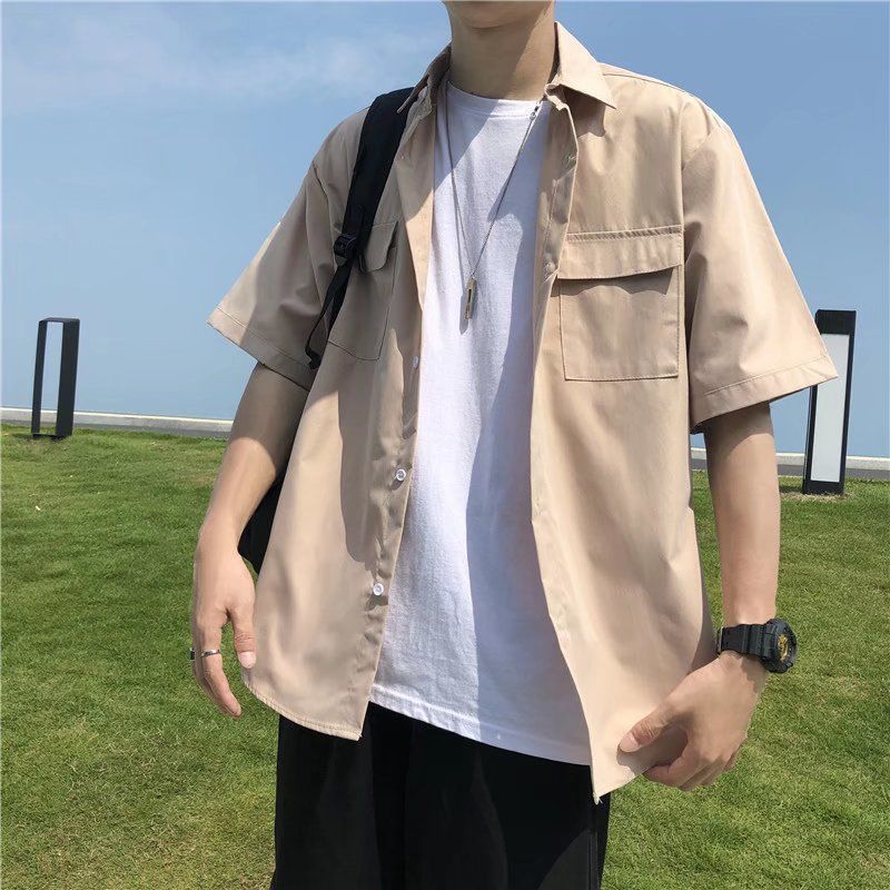 Men's Casual Shirts EBAIHUI men's white shirt tie set pre made uniform DK loose long sleeves couple loose basic shorts Asian size 230412