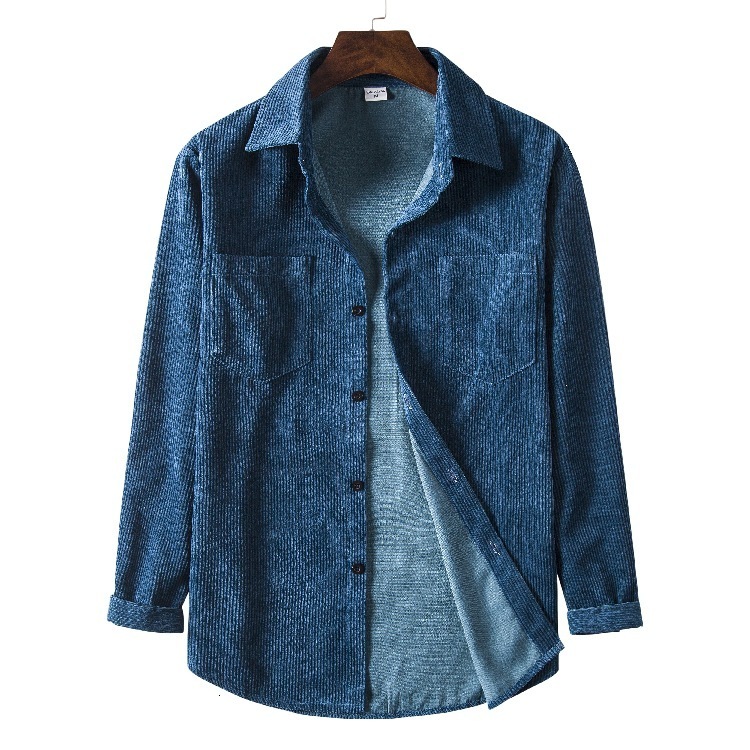Men's Casual Shirts Men's solid denim long sleeved fashionable casual shirt 230412