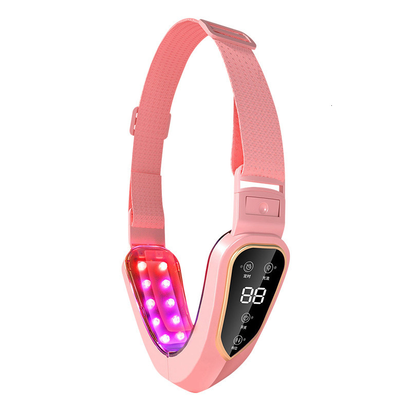 Face Massager HSKOU Lifting Device LED Pon Therapy Slimming Vibration Massager Double Chin V-shaped Cheek Lift Face 230411