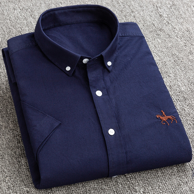 Men's Casual Shirts L Short Sleeve 100% Cotton Oxford Soft Comfortable Casual Fit Plus Size High Quality Summer Business Men's Casual Shirt 