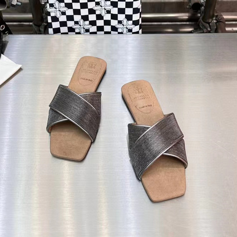 Brunello Cucinelli Flat Slippers Slip On Genuine Leather Fashion Summer Slides Outdoor Casual Shoes Brand Women Sandals Brand Cross Band Women's Shoes Scuffs Ladies, As pic
Brunello Cucinelli Flat Slippers Slip On Genuine Leather Fashion Summer Slides Outdoor Casual Shoes Brand Women Sandals Brand Cross Band Women's Shoes Scuffs Ladies, As pic