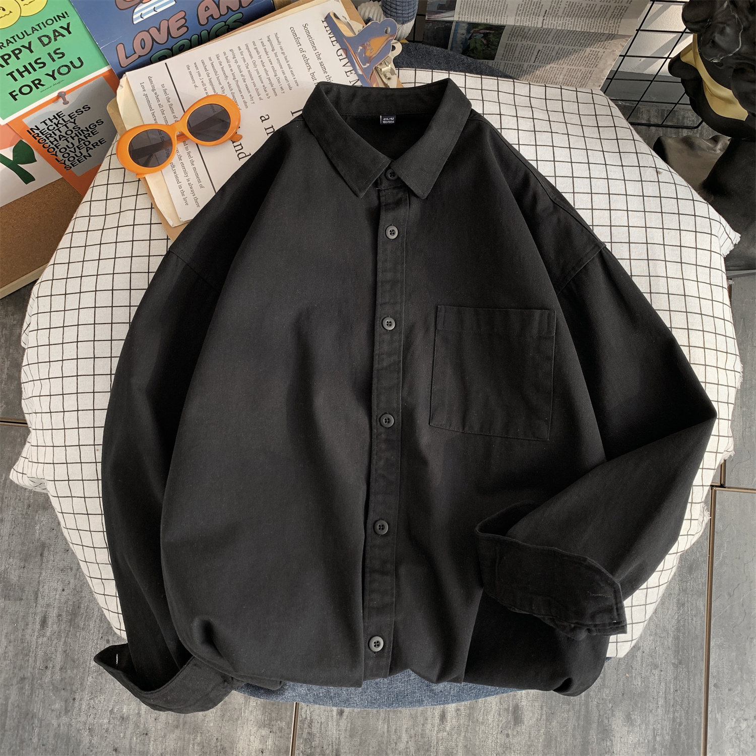 Men's Casual Shirts Spring Autumn Cotton White Shirt Men's Black Long Sleeve Men's Elegant Shirt Men's 230412