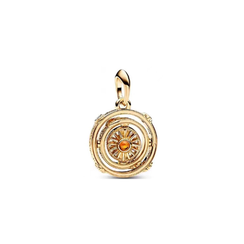 925 Sterling Silver New Fashion Women's Charm Golden Crystal Pendant New Power Game Pendant Accessories Small Pendant Bracelet Charm Beads Suitab