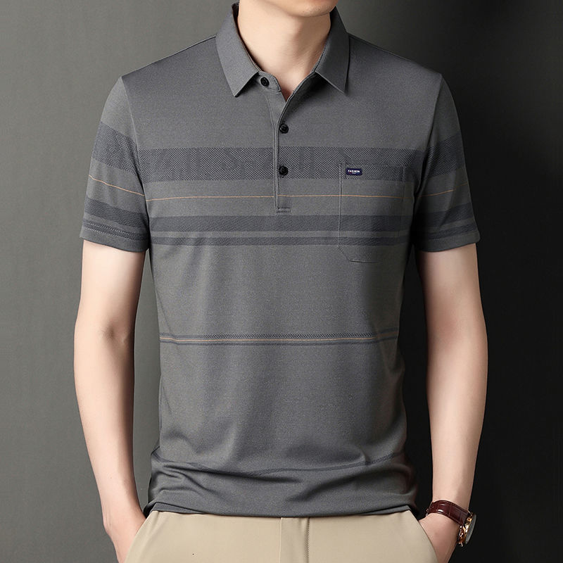Men's Polos Men's T-shirt Short sleeved Summer Lapel Print Pocket Button Embroidered Polo T-shirt Casual Comfortable Top 230412