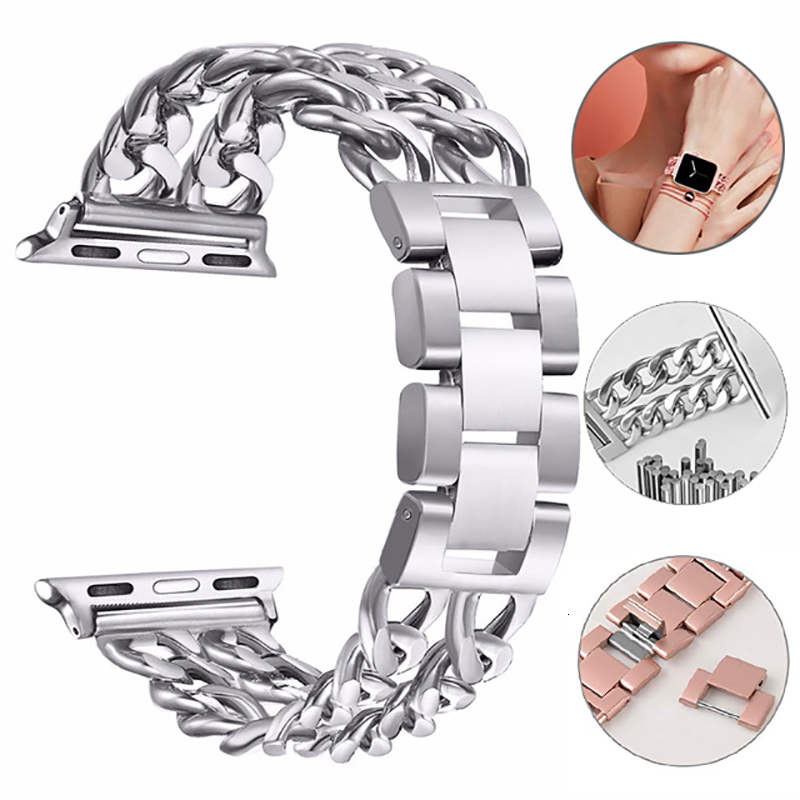 Watch Bands Steel Band For Apple Watch 7 6 se 5 4 3 2 1 38 42mm 40mm 44mm strap wristband Metal Band for iWatch Series 7 6 5 4 3 2 41mm 45mm 230411