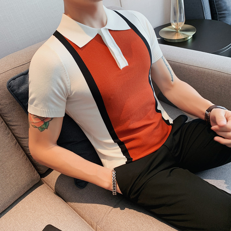 Men's Polos Summer Short Sleeve Ice Silk Men's Polo Shirt Commercial Fashion Polo Collar Slim Fit Casual Knit T-shirt Men's S-4XL 23041