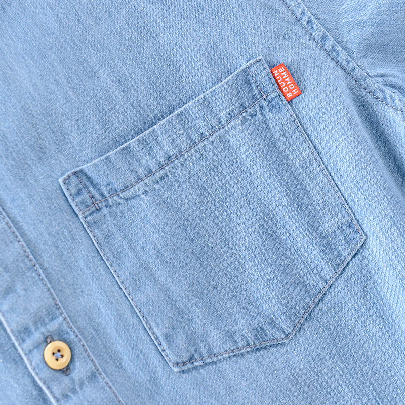 Men's Casual Shirts denim cotton shirt men's fashion short sleeved blue shirt men's casual and comfortable shirt men's chemical Ca