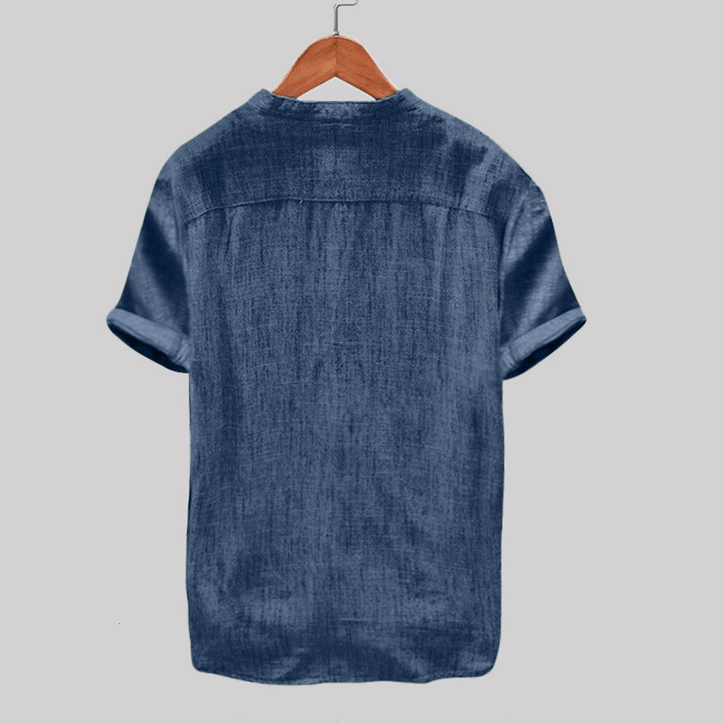 Men's Casual Shirts Helisopus Autumn Breathable Men's Shirt Vintage Button Top Loose Short Sleeve Solid Lacquered Top Harajuku Shirt Camisa 