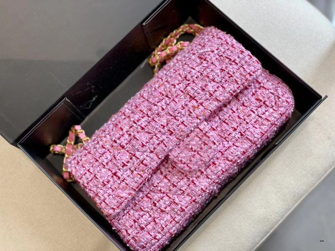 Autumn Tweed Fashion Classic Double Flap Bags Matelasse Chain Cross Body Shoulder Famous Designer Quilted Purse Handbag1