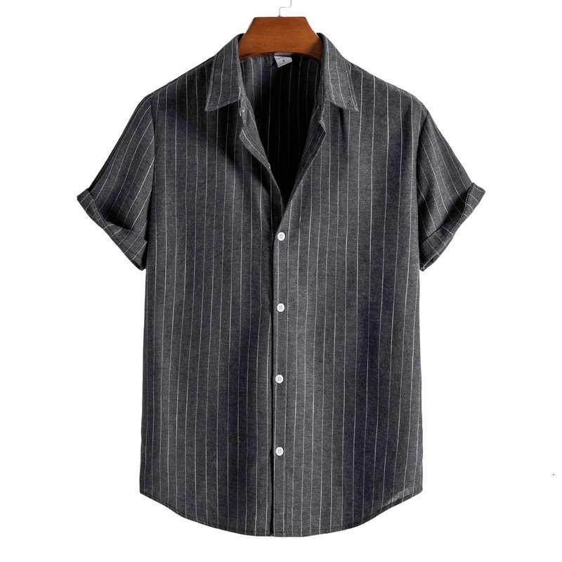 Men's Casual Shirts Men's Summer Men's Casual Stripe Short Sleeve Shirt Camisas Para Hombre 230412
