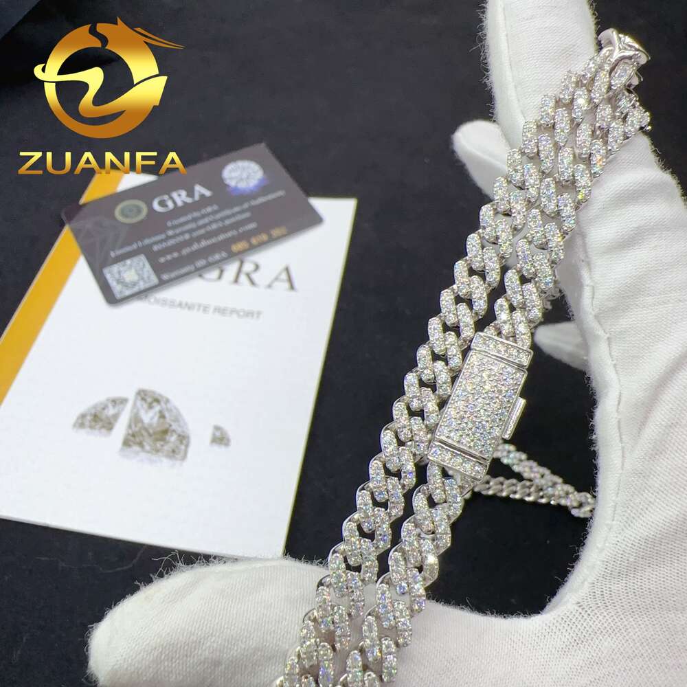 necklace moissanite chain925 sterling silver wholesale price iced out vvs moissanite diamond jewelry hip hop cuban link chain