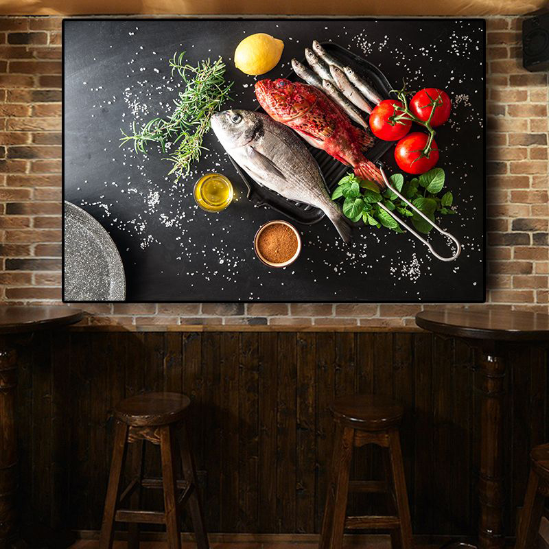 Vegetables Fish Kitchen Canvas Painting Cuadros Modern Scandinavian Restaurant Posters and Prints Wall Art Picture Living Room