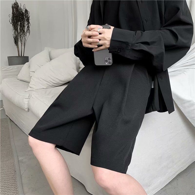 Men's Shorts Summer Casual Shorts Men Fashion Solid Color Business Dress Shorts Men Streetwear Wild Loose British Style Suit Shorts Men 230426