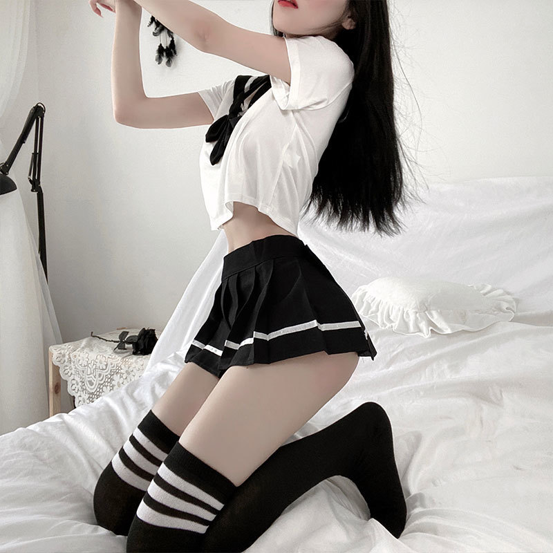 Sexy Set Japanese Korean Version of School Student Uniform Cosplay Costume Pajamas Girl Pleated Skirt Sex Play 230411