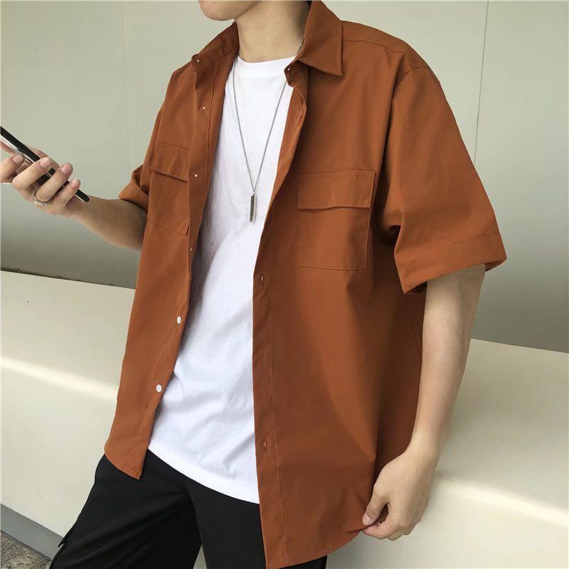 Men's Casual Shirts EBAIHUI men's white shirt tie set pre made uniform DK loose long sleeves couple loose basic shorts Asian size 230412