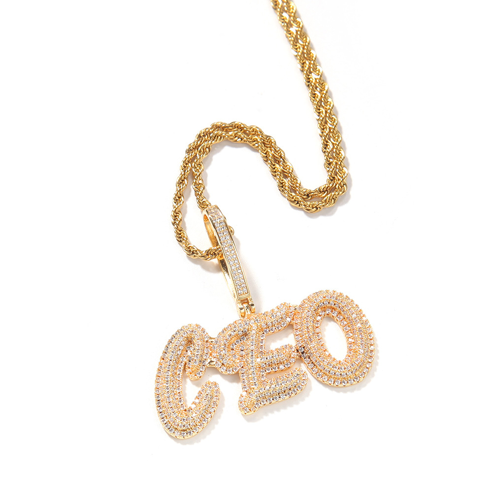 New Arrival A-Z Letter Custom Name Pendant Necklace Personalized Signature Iced Out CZ Cubic Zirconia 18K White Gold Hip Hop Anniversary DIY Jewelry f