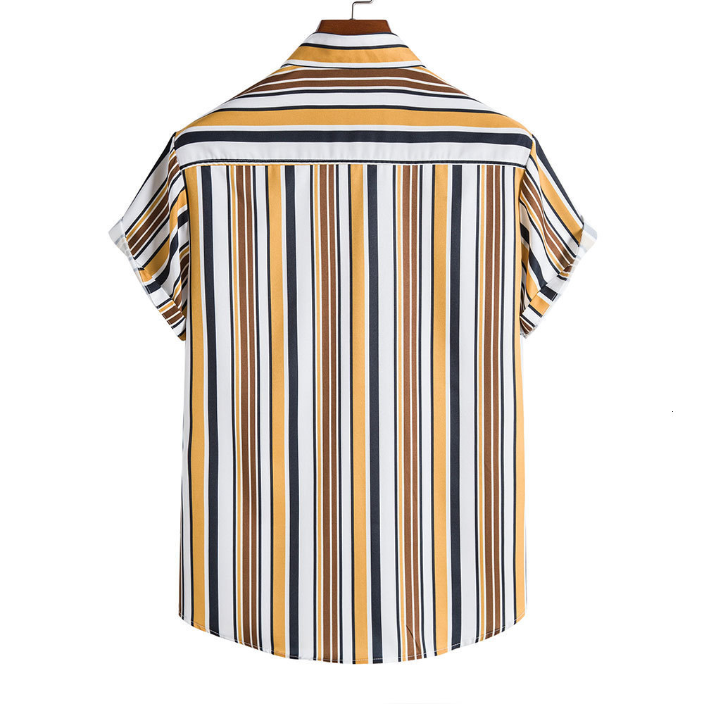 Men's Casual Shirts Men's Short Sleeve Striped Summer Fashion Shirt Men's Loose Casual Shirt Top Button Top 230412