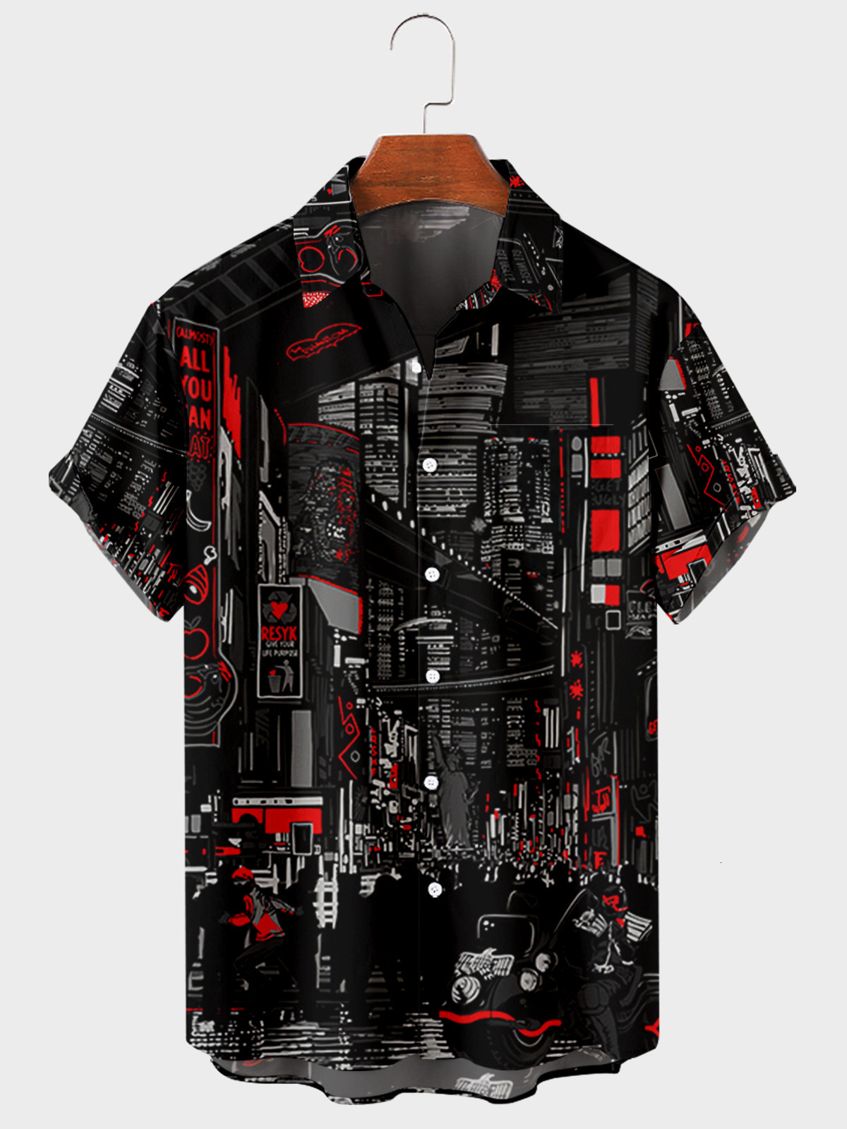 Men's Casual Shirts Summer Beach Casual Men's Short Sleeve Polo Shirt Plus Size City High Waist 3D Printed Men's Top with Pockets 23041