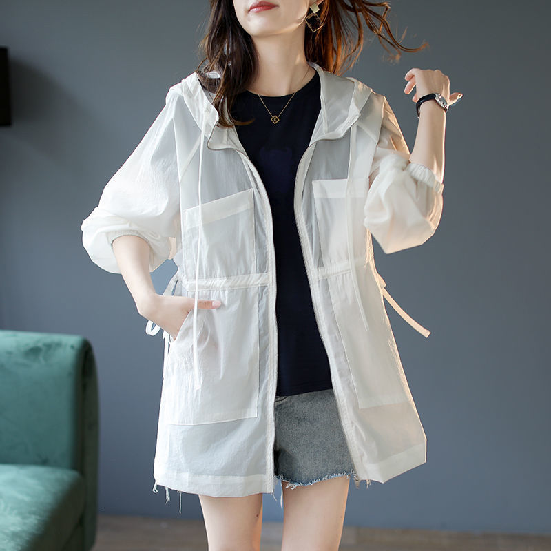 Women's Jackets Women's Hoodie Fashion Thin Transparent Fashion Soft Summer Women's Solid Ins Korean Sunscreen Harajuku High Street Hol